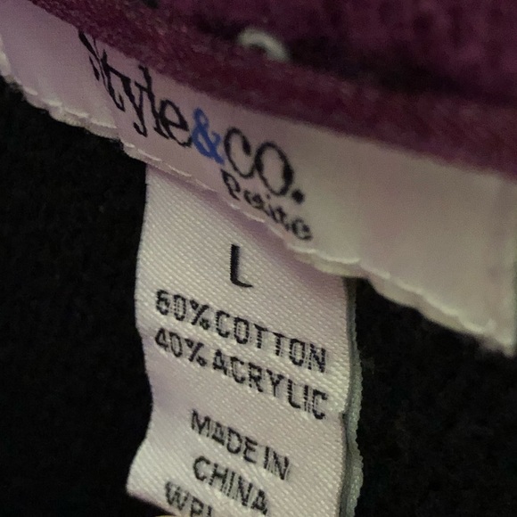 Purple and Black Cowl Neck Color Block Sweater - Picture 8 of 8